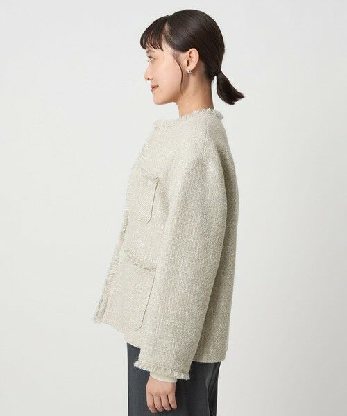 green label relaxing / グリーンレーベル リラクシング ノーカラージャケット | ミックスツイードライク ポケット ノーカラー ジャケット | 詳細8