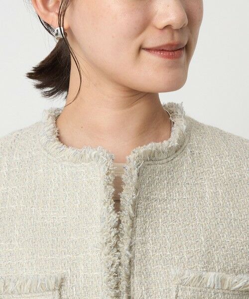 green label relaxing / グリーンレーベル リラクシング ノーカラージャケット | ミックスツイードライク ポケット ノーカラー ジャケット | 詳細10