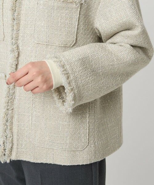 green label relaxing / グリーンレーベル リラクシング ノーカラージャケット | ミックスツイードライク ポケット ノーカラー ジャケット | 詳細11