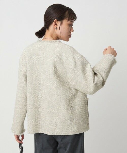 green label relaxing / グリーンレーベル リラクシング ノーカラージャケット | ミックスツイードライク ポケット ノーカラー ジャケット | 詳細4