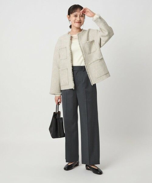 green label relaxing / グリーンレーベル リラクシング ノーカラージャケット | ミックスツイードライク ポケット ノーカラー ジャケット | 詳細5