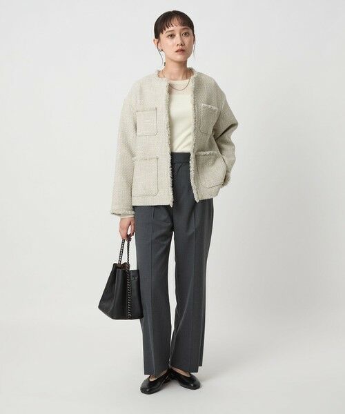 green label relaxing / グリーンレーベル リラクシング ノーカラージャケット | ミックスツイードライク ポケット ノーカラー ジャケット | 詳細6