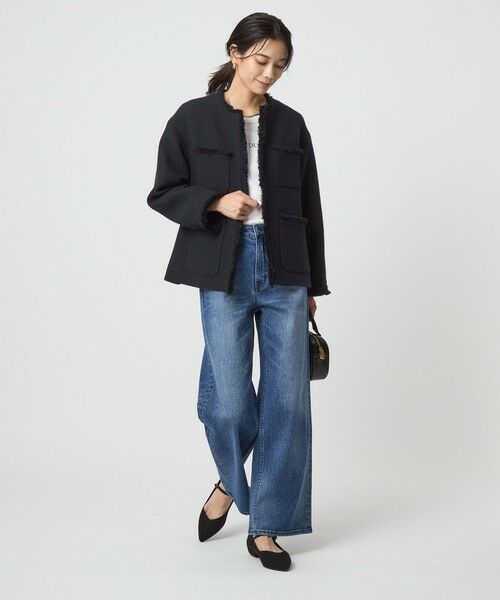 green label relaxing / グリーンレーベル リラクシング ノーカラージャケット | ミックスツイードライク ポケット ノーカラー ジャケット | 詳細17