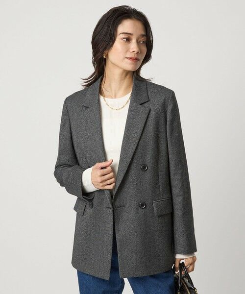 green label relaxing / グリーンレーベル リラクシング テーラードジャケット | ホームスパン ダブル ジャケット ストレッチ | 詳細2