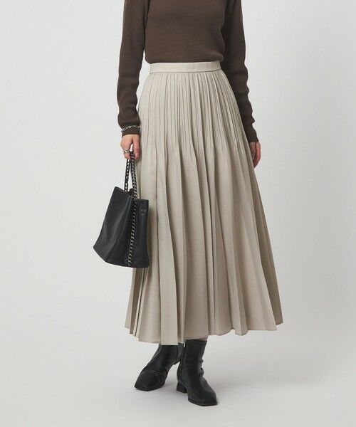 green label relaxing / グリーンレーベル リラクシング ロング・マキシ丈スカート | シアー プリーツ スカート（BEIGE）