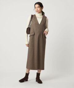 green label relaxing / グリーンレーベル リラクシング ロング・マキシ丈ワンピース | ホームスパン ジャンパースカート ストレッチ