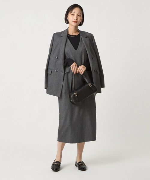 green label relaxing / グリーンレーベル リラクシング ロング・マキシ丈ワンピース | ホームスパン ジャンパースカート ストレッチ | 詳細1