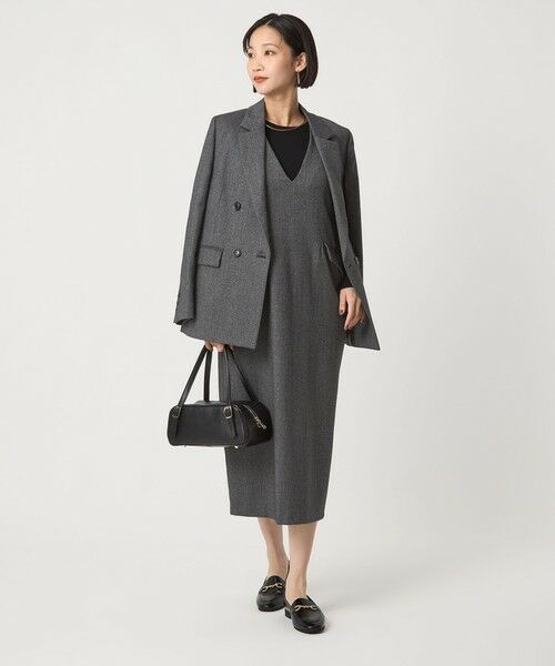 green label relaxing / グリーンレーベル リラクシング ロング・マキシ丈ワンピース | ホームスパン ジャンパースカート ストレッチ | 詳細2