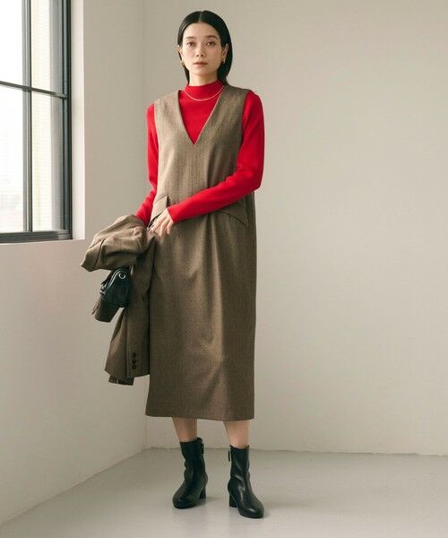 green label relaxing / グリーンレーベル リラクシング ロング・マキシ丈ワンピース | ホームスパン ジャンパースカート ストレッチ | 詳細14