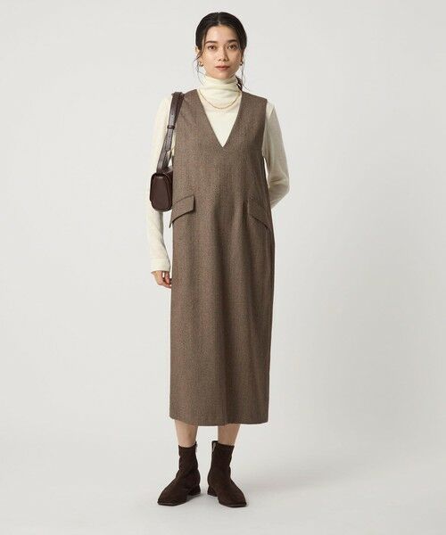 green label relaxing / グリーンレーベル リラクシング ロング・マキシ丈ワンピース | ホームスパン ジャンパースカート ストレッチ | 詳細21