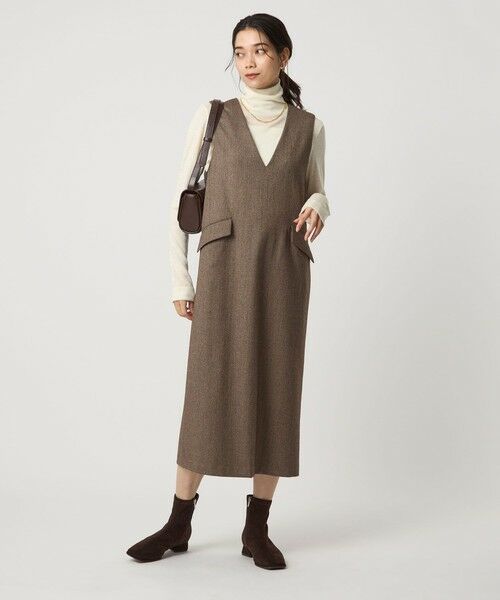 green label relaxing/グリーンレーベル リラクシング ホームスパン ジャンパースカート ストレッチ MD. BROWN FREE green label relaxing/グリーンレーベル リラクシング ホームスパン ジャンパースカート ストレッチ MD. BROWN FREE