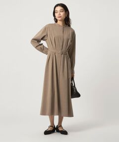 green label relaxing / グリーンレーベル リラクシング ロング・マキシ丈ワンピース | ウエスト ベルト ロングスリーブ ワンピース マシンウォッシャブル