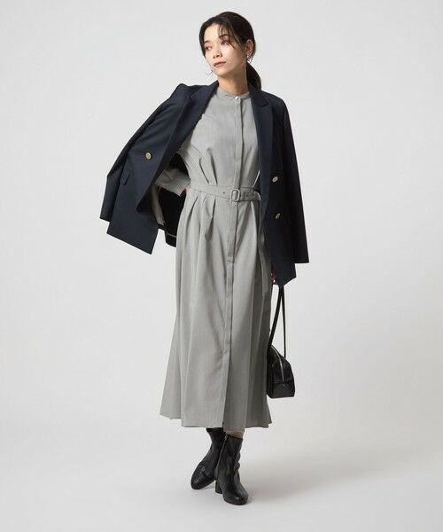 green label relaxing / グリーンレーベル リラクシング ロング・マキシ丈ワンピース | ウエスト ベルト ロングスリーブ ワンピース マシンウォッシャブル | 詳細4