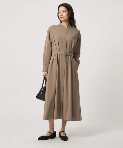 green label relaxing / グリーンレーベル リラクシング ロング・マキシ丈ワンピース | ウエスト ベルト ロングスリーブ ワンピース マシンウォッシャブル | 詳細15