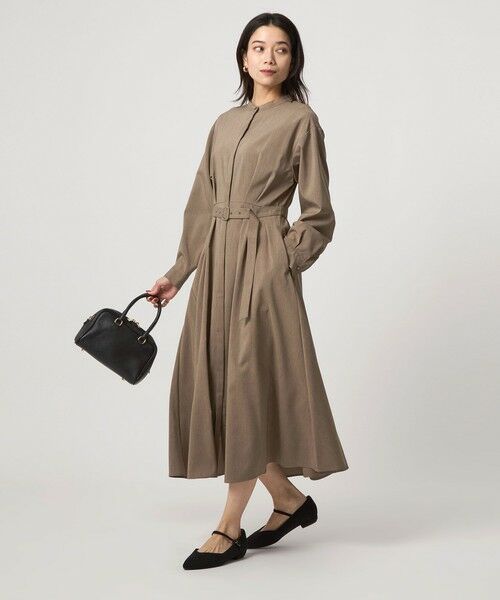 green label relaxing / グリーンレーベル リラクシング ロング・マキシ丈ワンピース | ウエスト ベルト ロングスリーブ ワンピース マシンウォッシャブル | 詳細16