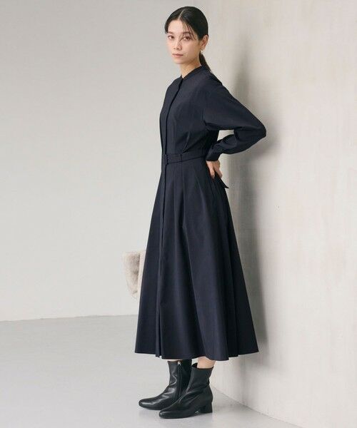 green label relaxing / グリーンレーベル リラクシング ロング・マキシ丈ワンピース | ウエスト ベルト ロングスリーブ ワンピース マシンウォッシャブル | 詳細20