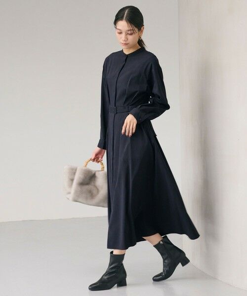 green label relaxing / グリーンレーベル リラクシング ロング・マキシ丈ワンピース | ウエスト ベルト ロングスリーブ ワンピース マシンウォッシャブル | 詳細21