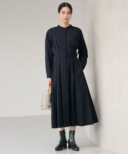 green label relaxing / グリーンレーベル リラクシング ロング・マキシ丈ワンピース | ウエスト ベルト ロングスリーブ ワンピース マシンウォッシャブル | 詳細22