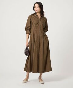 green label relaxing / グリーンレーベル リラクシング ロング・マキシ丈ワンピース | シャツ襟 フィット＆フレア タックスリーブ ワンピース