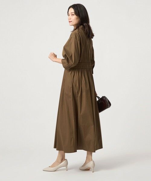 green label relaxing / グリーンレーベル リラクシング ロング・マキシ丈ワンピース | シャツ襟 フィット&フレア タックスリーブ ワンピース | 詳細1