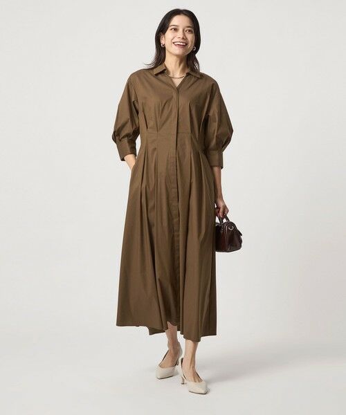 green label relaxing / グリーンレーベル リラクシング ロング・マキシ丈ワンピース | シャツ襟 フィット&フレア タックスリーブ ワンピース | 詳細2