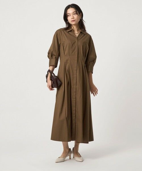 green label relaxing / グリーンレーベル リラクシング ロング・マキシ丈ワンピース | シャツ襟 フィット&フレア タックスリーブ ワンピース | 詳細4