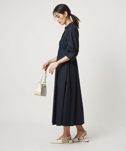 green label relaxing / グリーンレーベル リラクシング ロング・マキシ丈ワンピース | シャツ襟 フィット&フレア タックスリーブ ワンピース | 詳細12