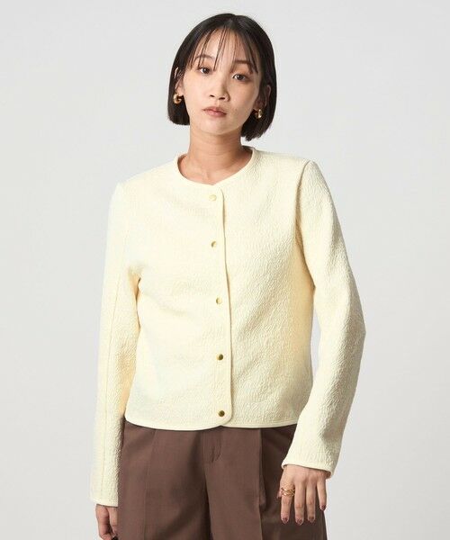 green label relaxing / グリーンレーベル リラクシング カーディガン・ボレロ | ブリスタージャカード ノーカラー カットソー カーディガン | 詳細2