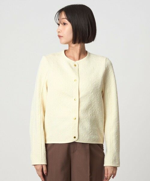 green label relaxing / グリーンレーベル リラクシング カーディガン・ボレロ | ブリスタージャカード ノーカラー カットソー カーディガン | 詳細5