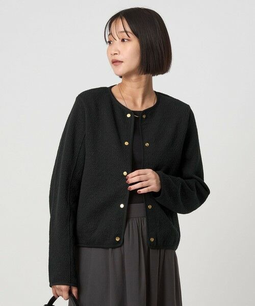 green label relaxing / グリーンレーベル リラクシング カーディガン・ボレロ | ブリスタージャカード ノーカラー カットソー カーディガン | 詳細15