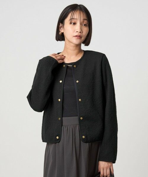 green label relaxing / グリーンレーベル リラクシング カーディガン・ボレロ | ブリスタージャカード ノーカラー カットソー カーディガン | 詳細16