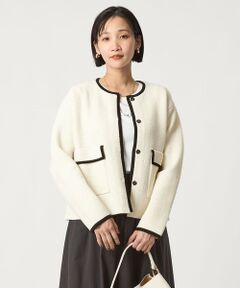 green label relaxing / グリーンレーベル リラクシング カーディガン・ボレロ | パイピング ノーカラー ニット カーディガン -ウォッシャブル-