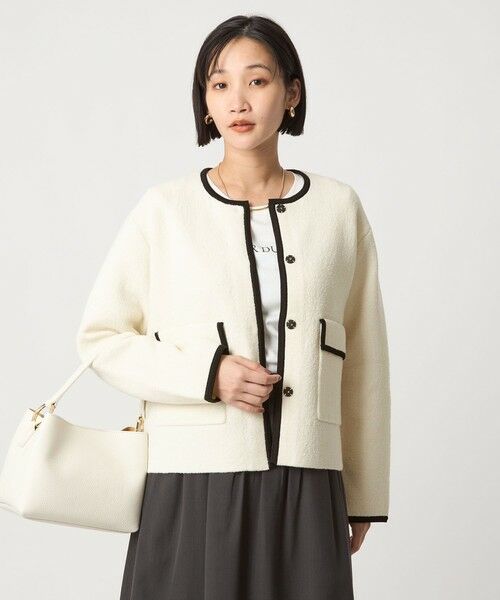 green label relaxing / グリーンレーベル リラクシング カーディガン・ボレロ | パイピング ノーカラー ニット カーディガン -ウォッシャブル- | 詳細2