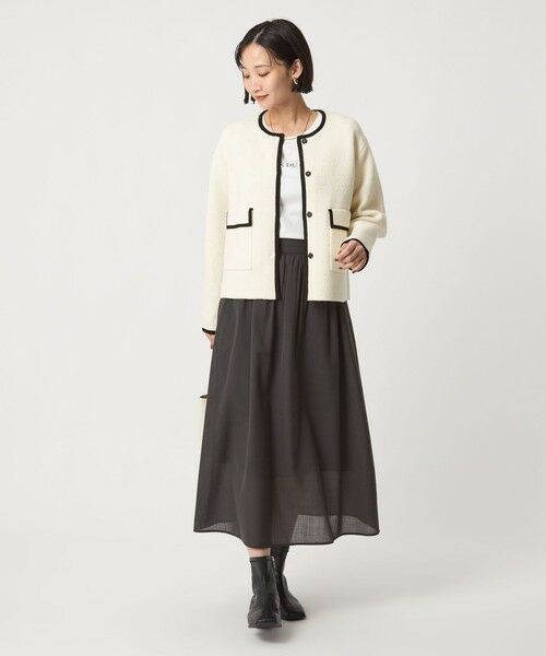 green label relaxing / グリーンレーベル リラクシング カーディガン・ボレロ | パイピング ノーカラー ニット カーディガン -ウォッシャブル- | 詳細5