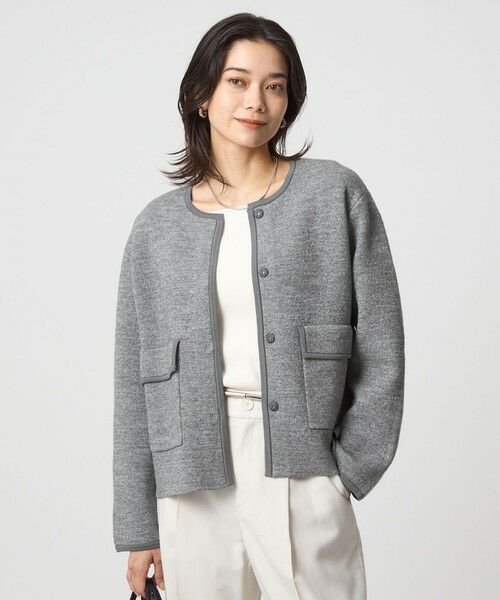 green label relaxing / グリーンレーベル リラクシング カーディガン・ボレロ | パイピング ノーカラー ニット カーディガン -ウォッシャブル- | 詳細6