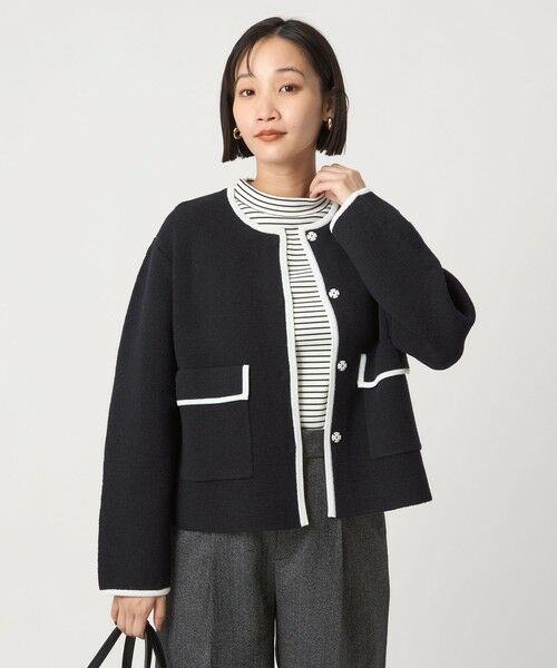 green label relaxing / グリーンレーベル リラクシング カーディガン・ボレロ | パイピング ノーカラー ニット カーディガン -ウォッシャブル- | 詳細20