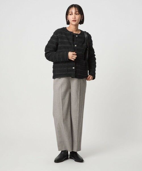 green label relaxing / グリーンレーベル リラクシング カーディガン・ボレロ | ミックスツイードライク ノーカラー ニット カーディガン | 詳細12