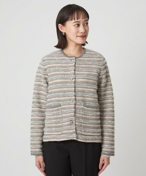green label relaxing / グリーンレーベル リラクシング カーディガン・ボレロ | ミックスツイードライク ノーカラー ニット カーディガン | 詳細17