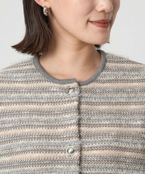 green label relaxing / グリーンレーベル リラクシング カーディガン・ボレロ | ミックスツイードライク ノーカラー ニット カーディガン | 詳細20
