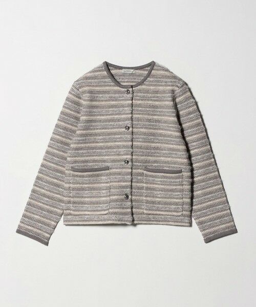 green label relaxing / グリーンレーベル リラクシング カーディガン・ボレロ | ミックスツイードライク ノーカラー ニット カーディガン | 詳細24