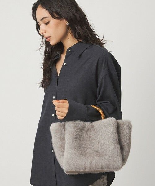 green label relaxing / グリーンレーベル リラクシング ショルダーバッグ | 2WAY バンブーハンドル フェイクファー トートバッグ | 詳細1