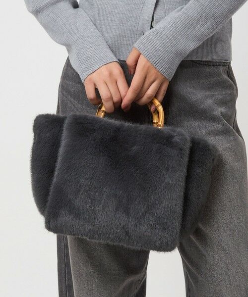 green label relaxing / グリーンレーベル リラクシング ショルダーバッグ | 2WAY バンブーハンドル フェイクファー トートバッグ | 詳細9