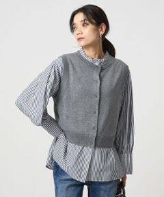 green label relaxing / グリーンレーベル リラクシング シャツ・ブラウス | ニットベスト×フリルネック ブラウス