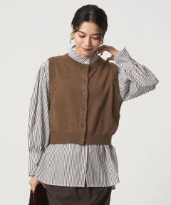 green label relaxing / グリーンレーベル リラクシング シャツ・ブラウス | ニットベスト×フリルネック ブラウス