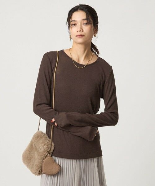 green label relaxing/グリーンレーベル リラクシング テレコ クルーネック プルオーバー DK. BROWN FREE