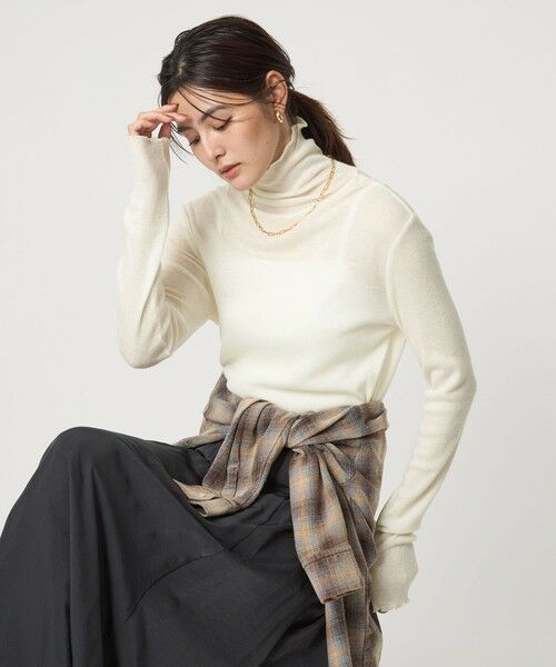 green label relaxing / グリーンレーベル リラクシング カットソー | テレコ タートルネック プルオーバー(OFF WHITE)