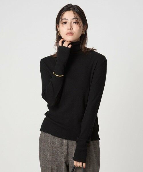 green label relaxing / グリーンレーベル リラクシング カットソー | テレコ タートルネック プルオーバー(BLACK)