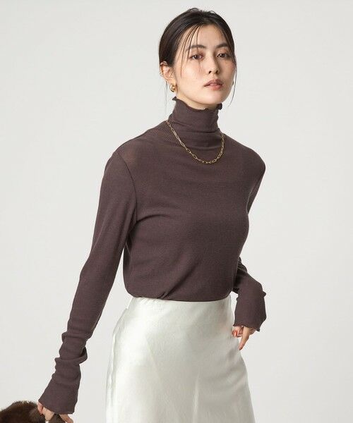 green label relaxing / グリーンレーベル リラクシング カットソー | テレコ タートルネック プルオーバー(DK.BROWN)