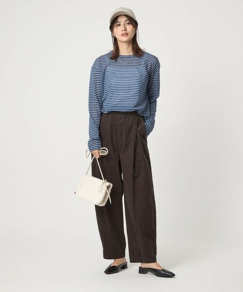 green label relaxing / グリーンレーベル リラクシング カットソー | シアー マルチボーダー ロングスリーブ Tシャツ | 詳細12