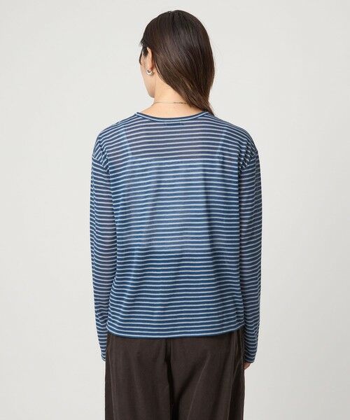 green label relaxing / グリーンレーベル リラクシング カットソー | シアー マルチボーダー ロングスリーブ Tシャツ | 詳細16